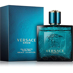 Versace Eros held in hand to show 3.4 oz scale and travel-friendly convenience