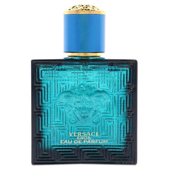 Close-up of Versace Eros ingredients label highlighting citrus and woody notes for clarity