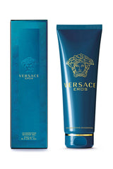 Versace Eros shower gel texture on hand highlighting lather and refreshing effect