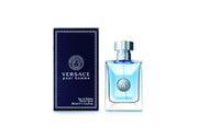 Versace Pour Homme front bottle showing label and elegant glass — brand freshness
