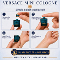 Versace vial being sprayed on wrist demonstrating easy application and testing