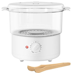 VERYTOP front view of white mini towel steamer showing compact design and quick steaming benefit