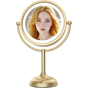 VESAUR front view gold polished mirror showing elegant finish and stable base