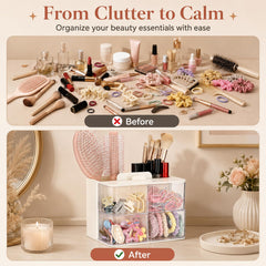 Vesicolea clear drawer filled with clips and ties for easy sorting