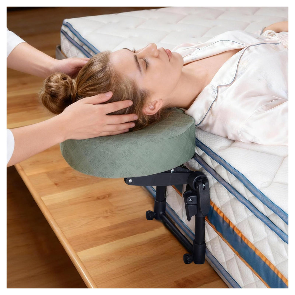 Veuverig assembled headrest showing front view and stable setup benefit