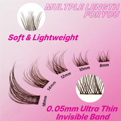 VEYESBEAUTY application photo placing clusters under natural lashes for fast volume