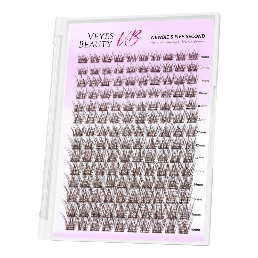 VEYESBEAUTY front packaging showing brown lash clusters and quick-start appeal