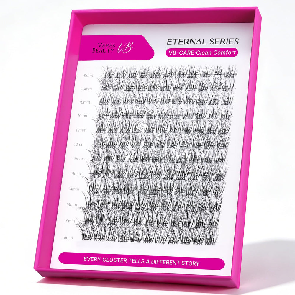 VEYESBEAUTY front packaging showing CARE10 cluster set and mixed lengths