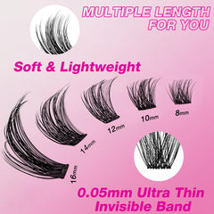 VEYESBEAUTY display of 8–16mm lengths for customizable lash shaping