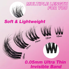 VEYESBEAUTY applying cluster lashes with applicator for quick results