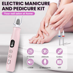 VFD accessory set laid out showing 13 tools for complete nail care benefit