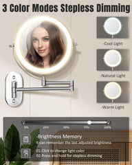 VFD LED lighting demo showing three color modes for color-accurate makeup