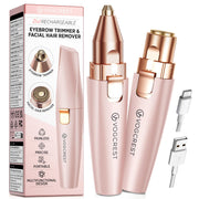 VG VOGCREST front view packaging showing compact pink trimmer and portability benefit