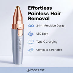VG VOGCREST precision head closeup for accurate eyebrow shaping