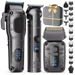 VGRPRO 3-in-1 front view showing clipper trimmer and foil shaver for versatile grooming