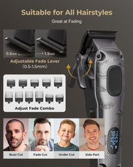 VGRPRO 3-in-1 trimmer detail showing nose, beard, and T-blade precision