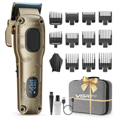 VGRPRO front view of clipper and combs showing professional readiness and versatility