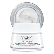 Vichy jar front view showing product branding and sleek packaging benefit: clear identification
