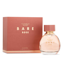 Victoria's Secret Bare Rose front packaging showing elegant bottle and label benefit display