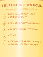 Victoria's Secret close-up label showing scent notes and ingredient clarity benefit