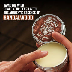 Viking Revolution beard balm open close-up showing creamy texture for softening beard