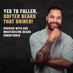Viking Revolution applying conditioner to beard for softer, manageable hair