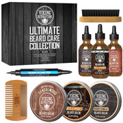 Viking Revolution front packaging showing complete nine-piece beard set benefits