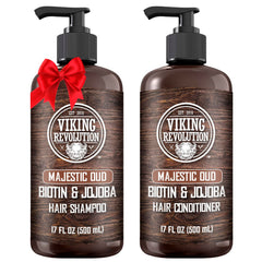 Viking Revolution front packaging showing full shampoo and conditioner set and clear benefits