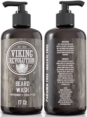 Viking Revolution lather texture pouring from bottle demonstrating rich conditioning foam