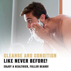 Viking Revolution rinsing beard with rich lather showing effective cleaning