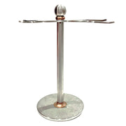 VIKINGS BLADE front view showing heavy distressed stainless steel stand and secure hold