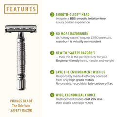 Vikings Blade luxury case open with razor and blades neatly stored, protects razor for travel