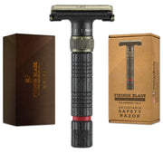 Vikings Blade Emperor Meiji front view showing sleek design and durable metal for precision shaving