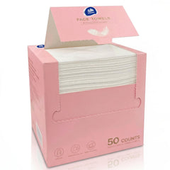 Vinda front packaging showing box of 50 disposable face towels for easy storage