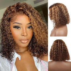 virginess front view ombre curly bob showing natural hairline and instant style