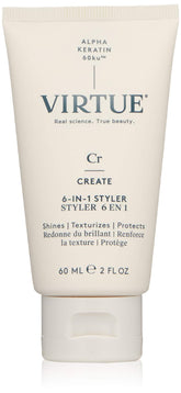 VIRTUE front packaging of 6-in-1 styling cream shows clean design and size benefit