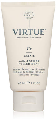 VIRTUE front packaging of 6-in-1 styling cream shows clean design and size benefit