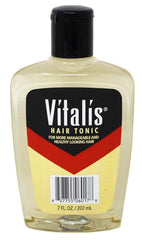 Vitalis front bottle view showing label and easy-pour cap for convenient use