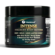 VITALSKINOIL front jar showing label and masculine packaging for grooming