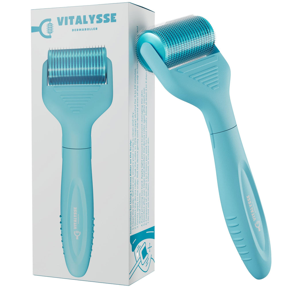 Vitalysse front view showing full roller and ergonomic handle for precise scalp coverage