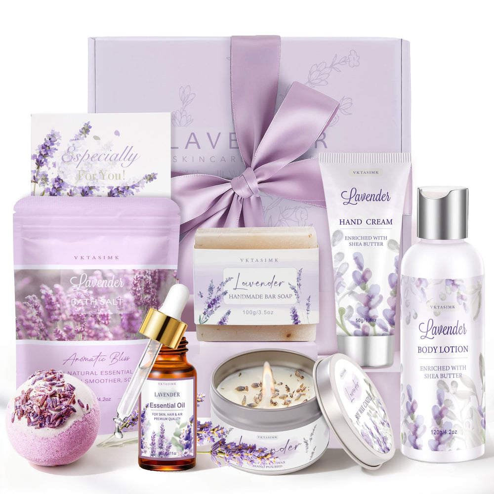 VKTASIMK gift basket front view showing all included spa items for easy gifting