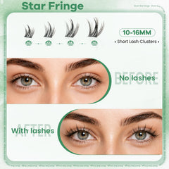 VLVLOCK lash cluster application on eye demonstrating easy DIY placement and lifted look