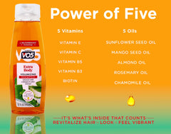 VO5 bottle held in hand to show 15 oz size and travel convenience