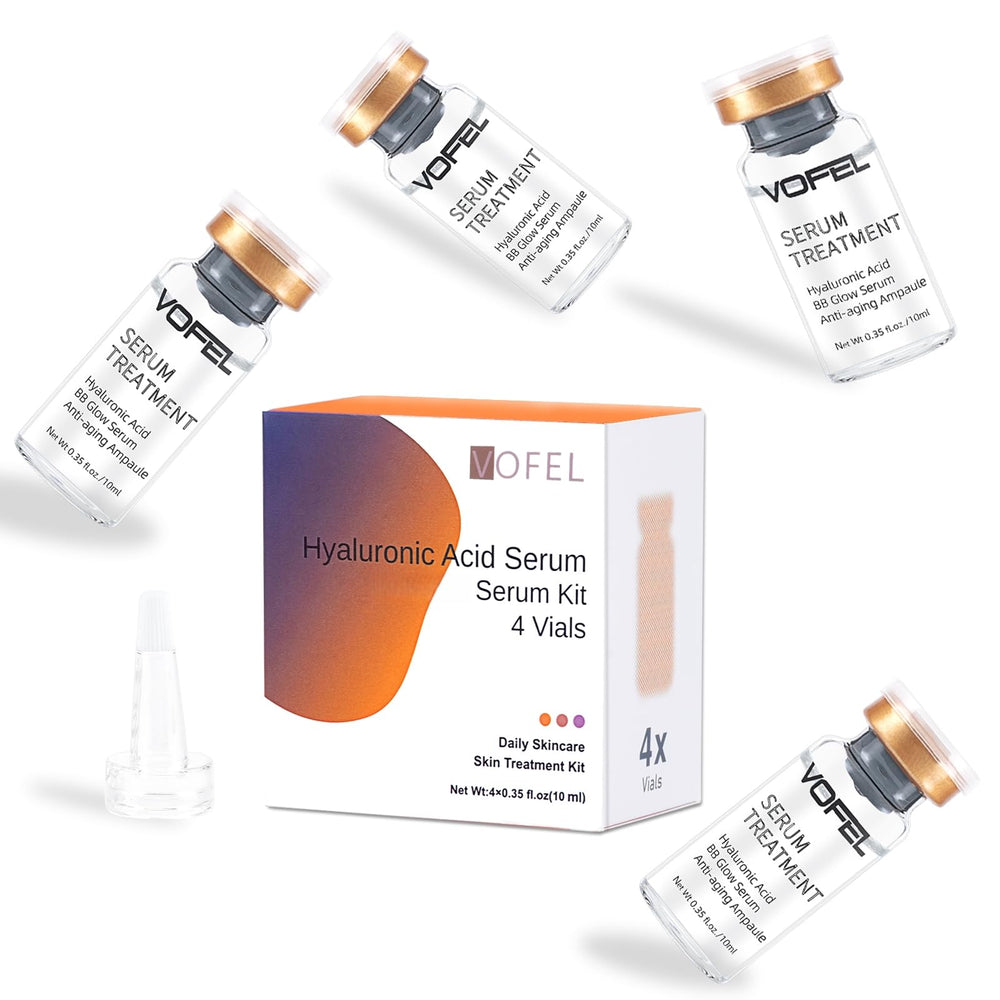 VOFEL ampoules front packaging showing four vials and droppers, professional hydration benefit