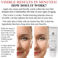 VOIBELLA BEAUTY applying cream with fingertip for targeted tightening and quick results