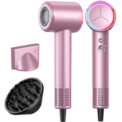 Volgtia front view of hair dryer showing sleek design and fast drying benefit