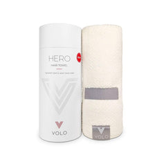 VOLO towel front packaging showing Salt White and gift-ready box benefit