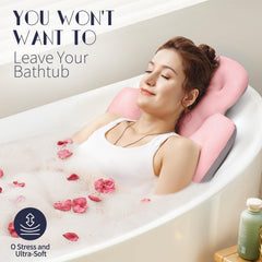 VOXOR pillow in use as a person reclines for a more relaxing bath