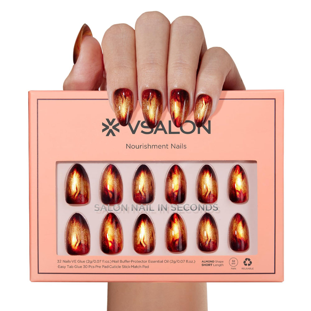 VSALON front packaging showing full 32-piece set and sizes, quick salon look