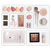 Vtopmart front view of clear organizer set showing all trays and benefits